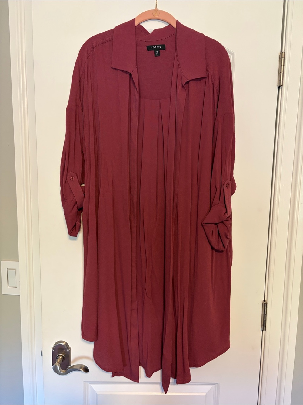 torrid Open-Front Duster in Wine